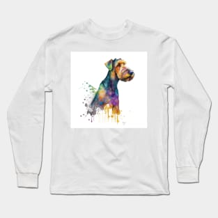 Airedale Terrier Dog In Watercolor & Pen Long Sleeve T-Shirt